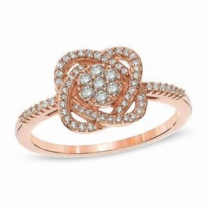 1/4 CT. T.W. Composite Diamond Knot Ring in 10K Rose Gold size 7